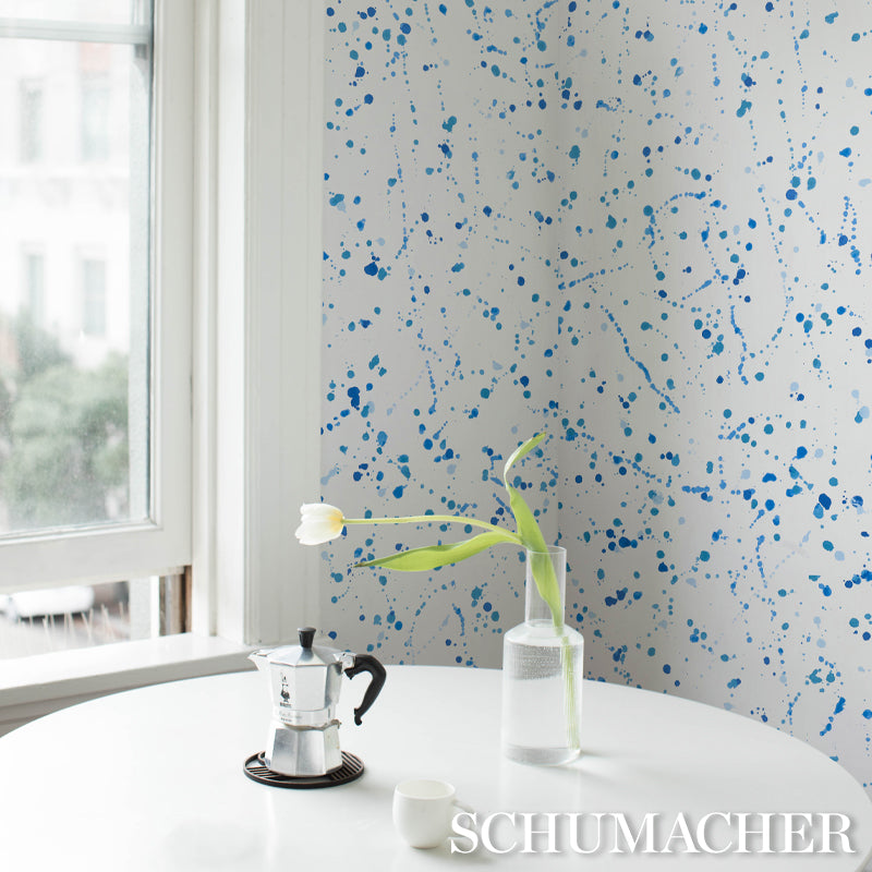 Schumacher Ink Splash Blue Wallpaper 5012181