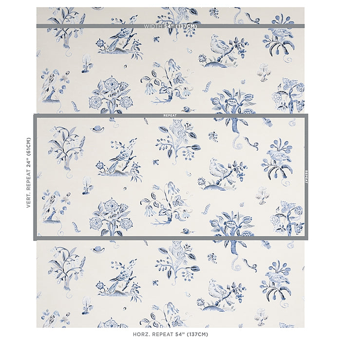 Schumacher Magical Menagerie Blues Wallpaper 5012212