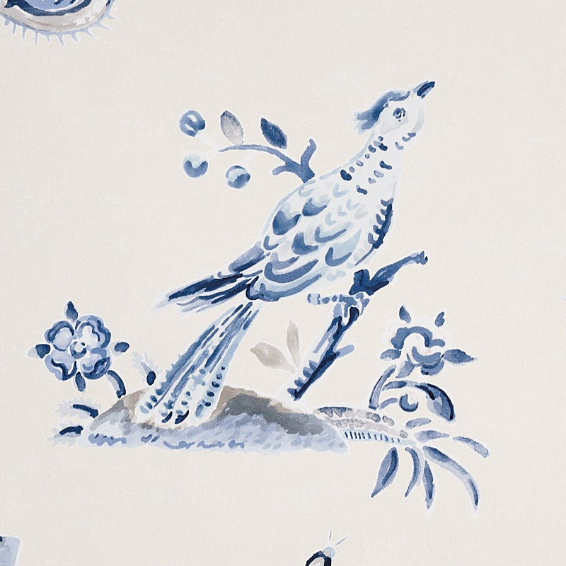 Schumacher Magical Menagerie Blues Wallpaper 5012212