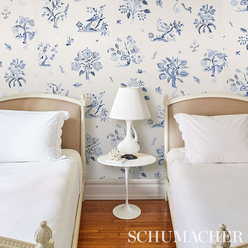 Schumacher Magical Menagerie Blues Wallpaper 5012212