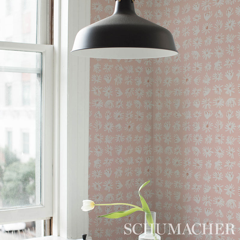 Schumacher Meadow Rock Blush Wallpaper 5012230