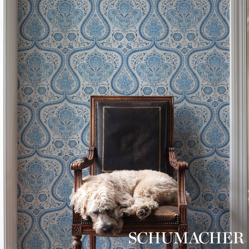 Schumacher Paisley Court Blue Wallpaper 5012270