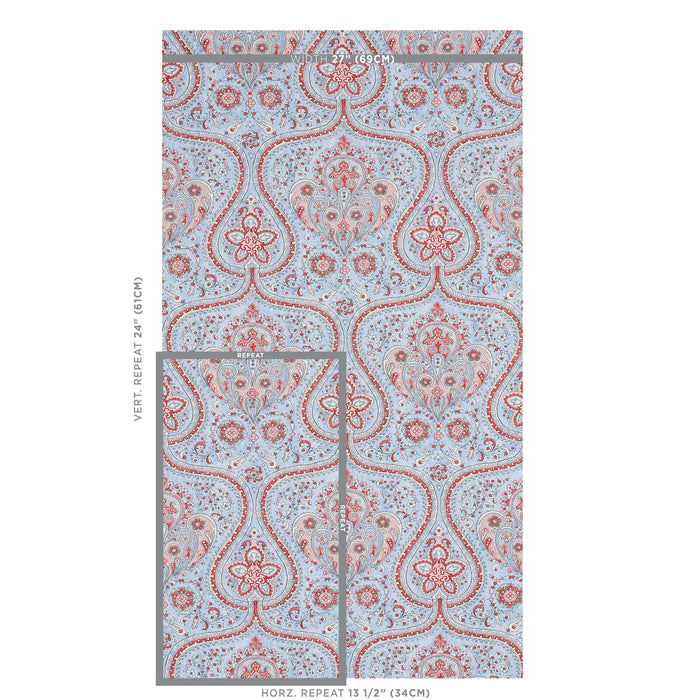 Schumacher Paisley Court Chambray Wallpaper 5012271