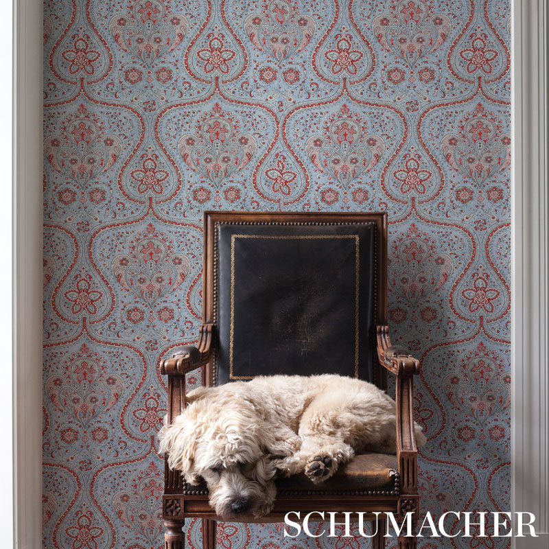 Schumacher Paisley Court Chambray Wallpaper 5012271