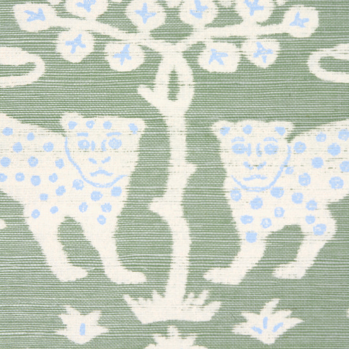 Schumacher Woodland Leopard Sisal Seaglass Wallpaper 5012300