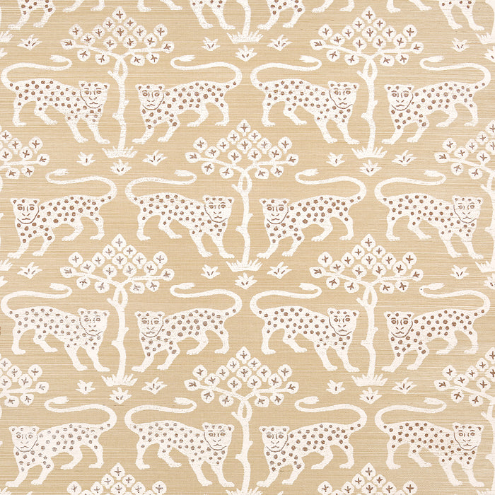 Schumacher Woodland Leopard Sisal Oatmeal Wallpaper Sample 5012303