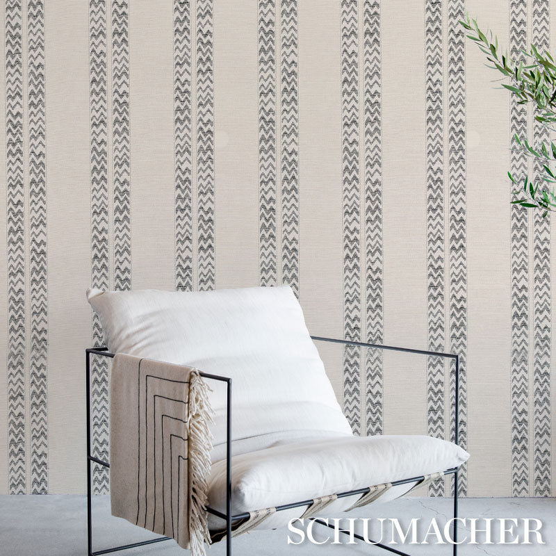 Schumacher Kudu Stripe Black Wallpaper 5012310