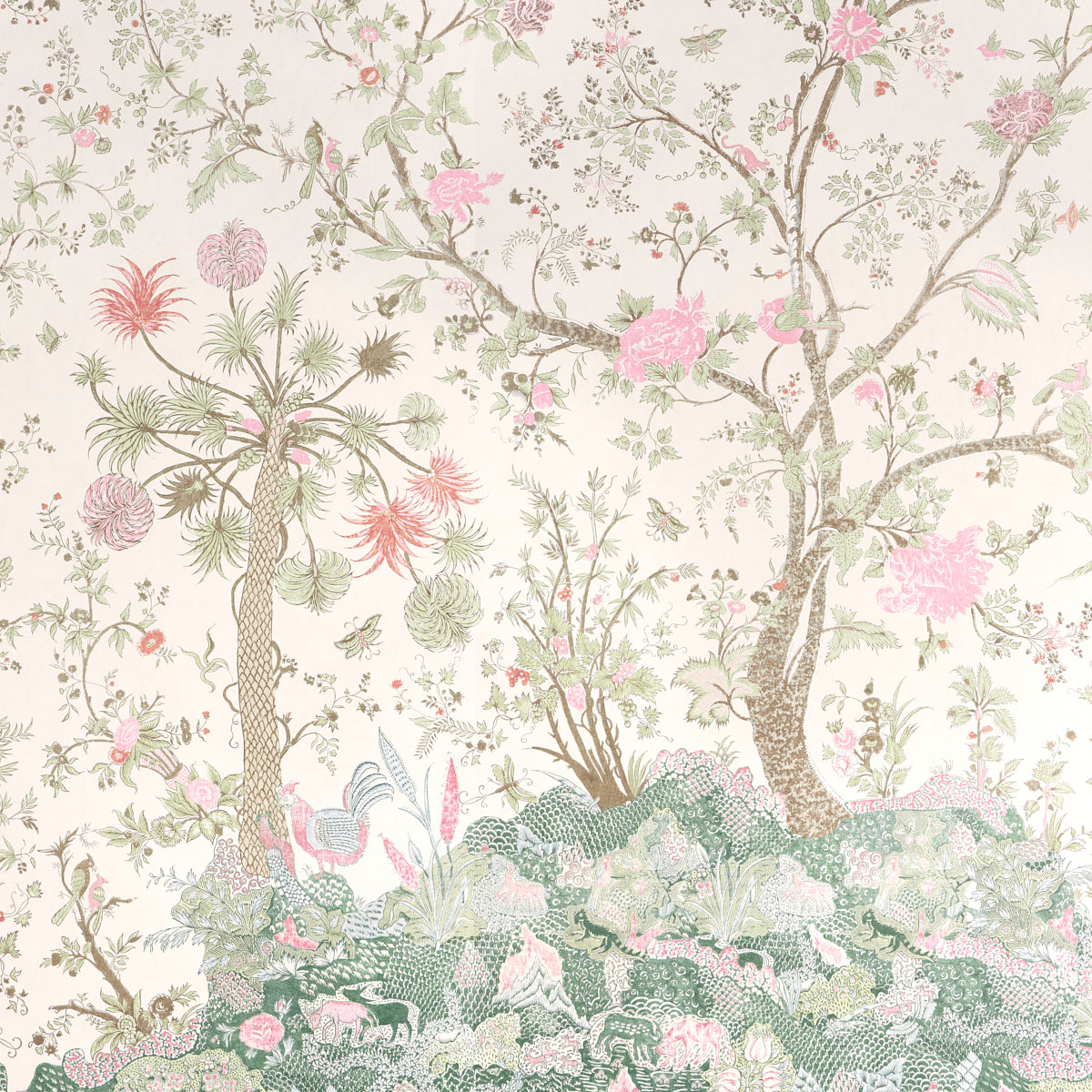 Schumacher Amaltas Panel Set Green & Pink Wallpaper 5012333