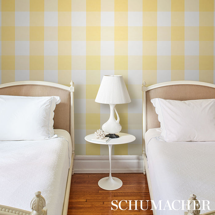 Schumacher Willa Check Large Yellow Wallpaper 5012353