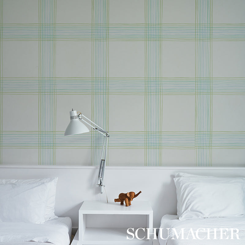 Schumacher Minerva Plaid Peacock Wallpaper 5012370