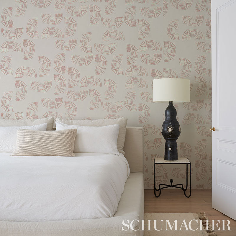 Schumacher Quansoo Coral On Ivory Wallpaper 5012402