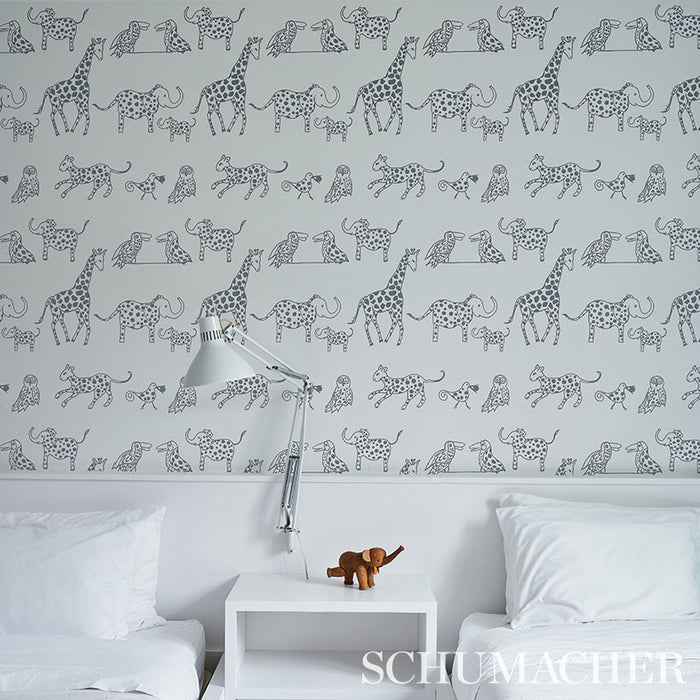 Schumacher Jungle Jubilee Charcoal Wallpaper 5012471