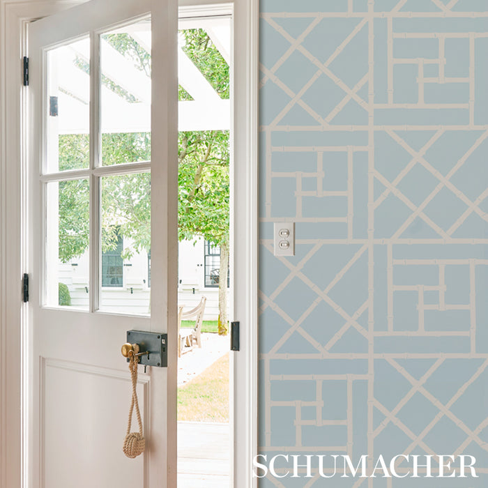 Schumacher Trellis Sky Blue Wallpaper 5012573