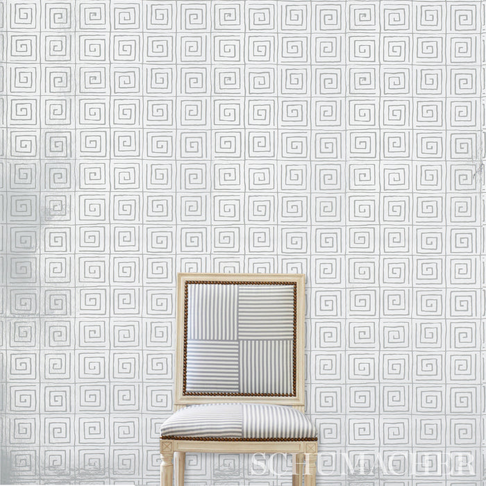 Schumacher Trousdale Metallic Platinum Blanc Wallpaper 5012590