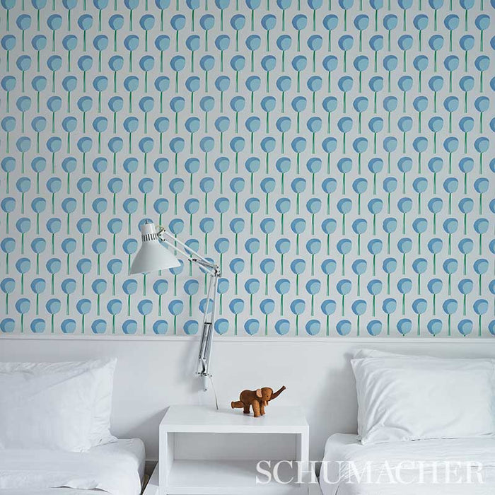 Schumacher Topiary Bluebell Wallpaper 5012701