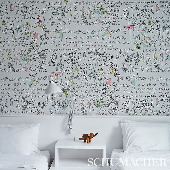 Schumacher Aviary Soft Multi Wallpaper 5012780