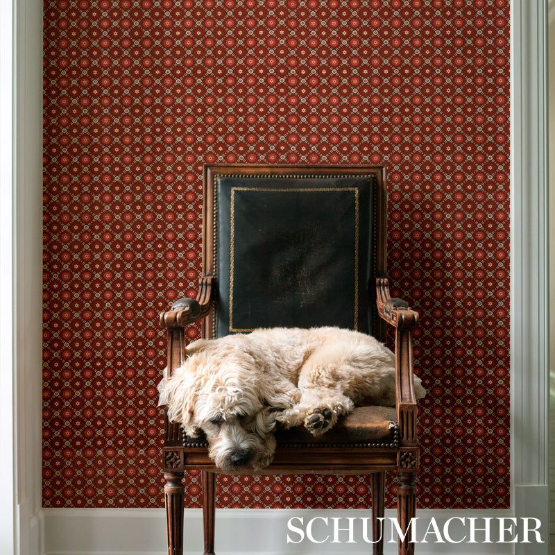 Schumacher Larissa Burgundy Wallpaper 5012842