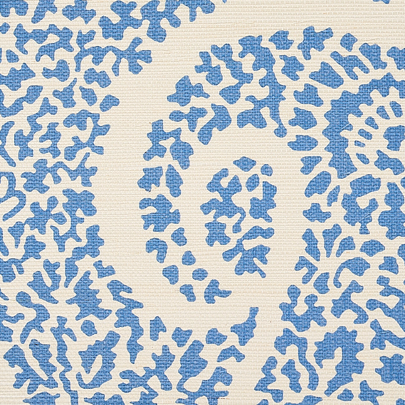 Schumacher Ambala Paisley Sisal Bright Blue Wallpaper 5013030