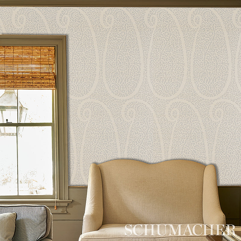 Schumacher Ambala Paisley Sisal Slate Wallpaper 5013031