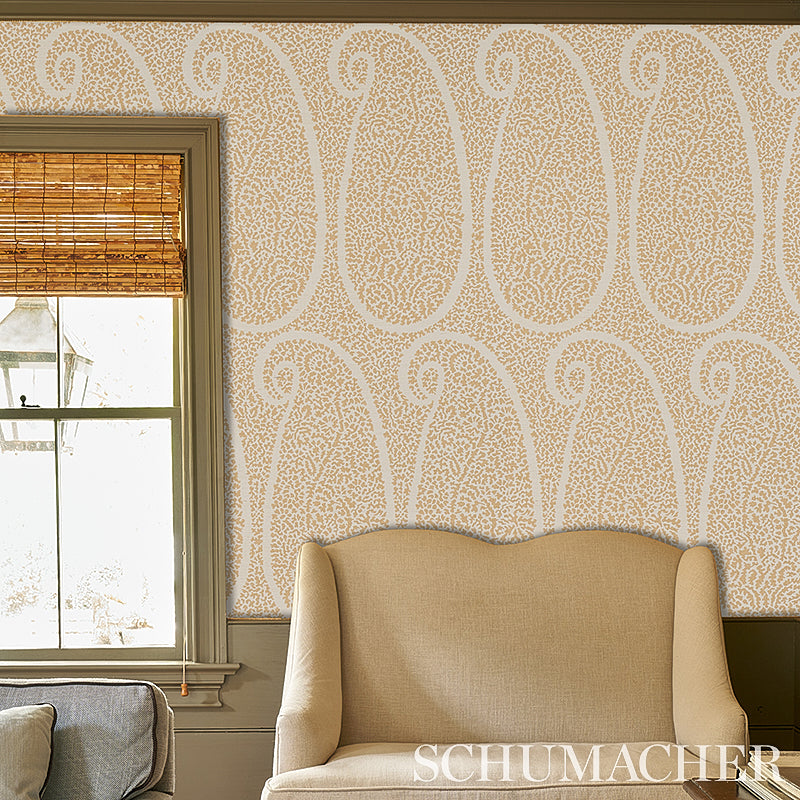 Schumacher Ambala Paisley Sisal Straw Wallpaper 5013033