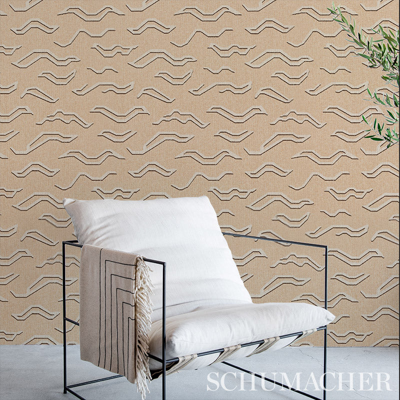 Schumacher Kata Paperweave Oatmeal Wallpaper Sample 5013110