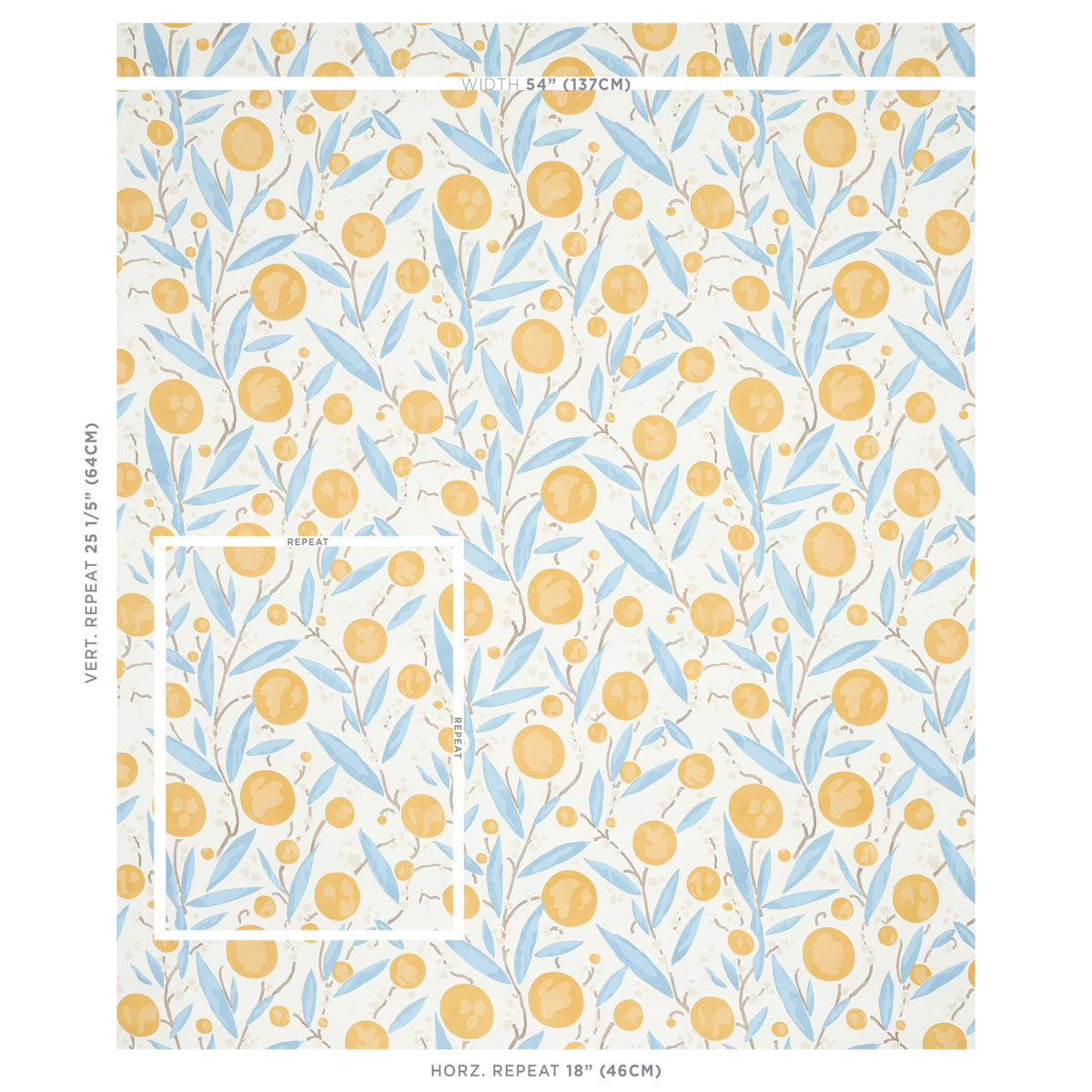 Schumacher Mirabelle Yellow & Sky Wallpaper 5013200