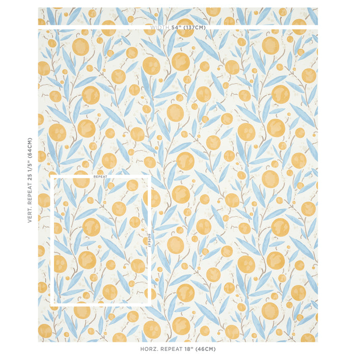 Schumacher Mirabelle Yellow & Sky Wallpaper 5013200