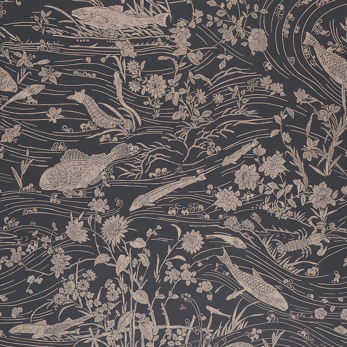 Schumacher Sea Garden Charcoal Wallpaper 5013281