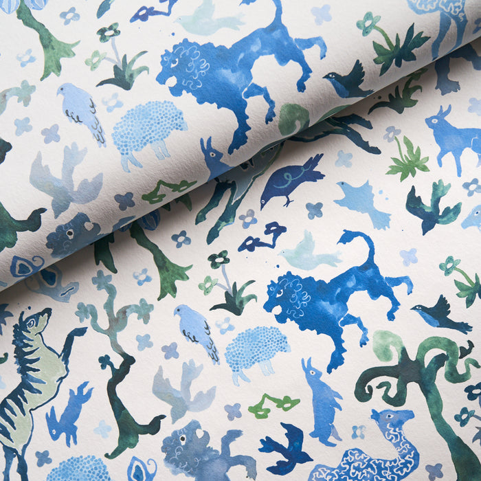 Schumacher Beasts Blue And Green Wallpaper 5013531