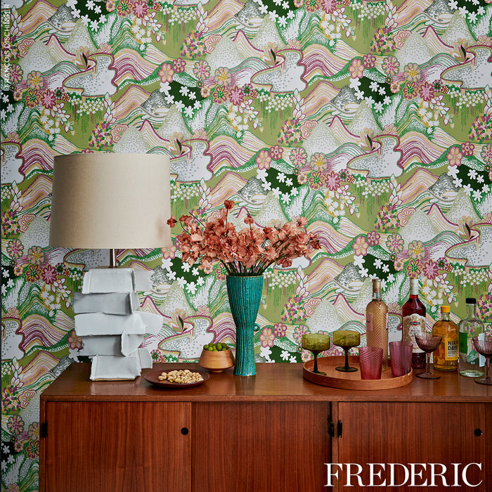 Schumacher Daisy Chain Green And Pink Wallpaper 5013551