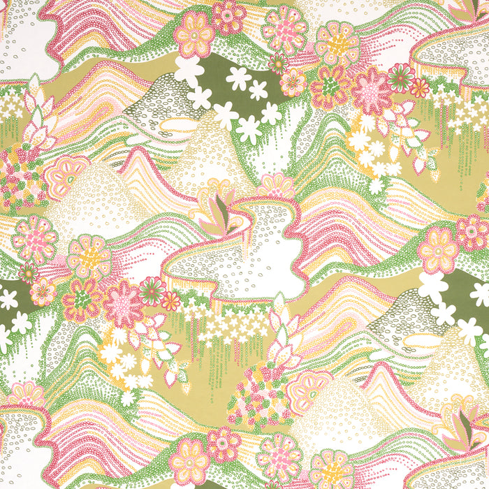 Schumacher Daisy Chain Green And Pink Wallpaper 5013551