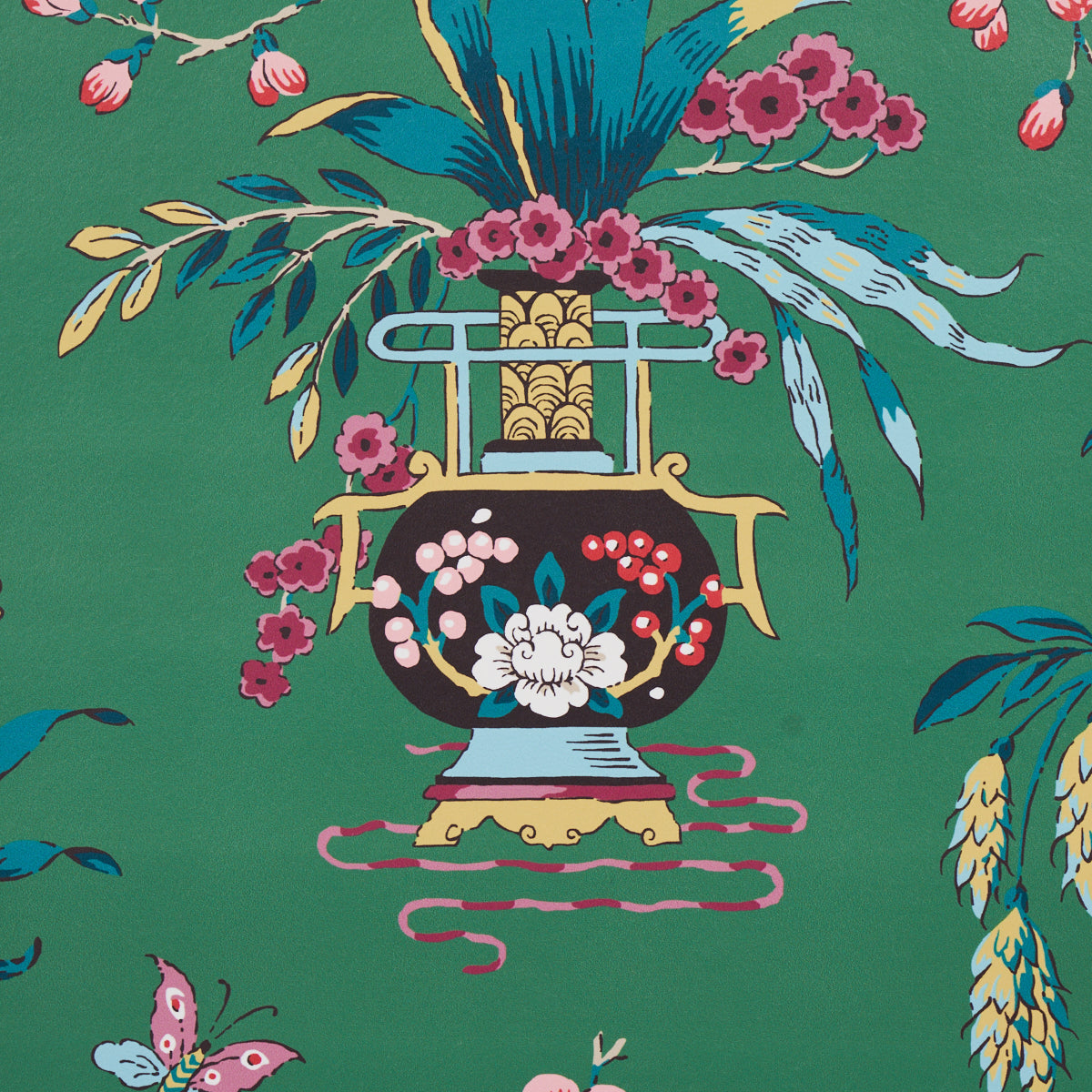 Schumacher Ming Vase Jade Wallpaper 5013582