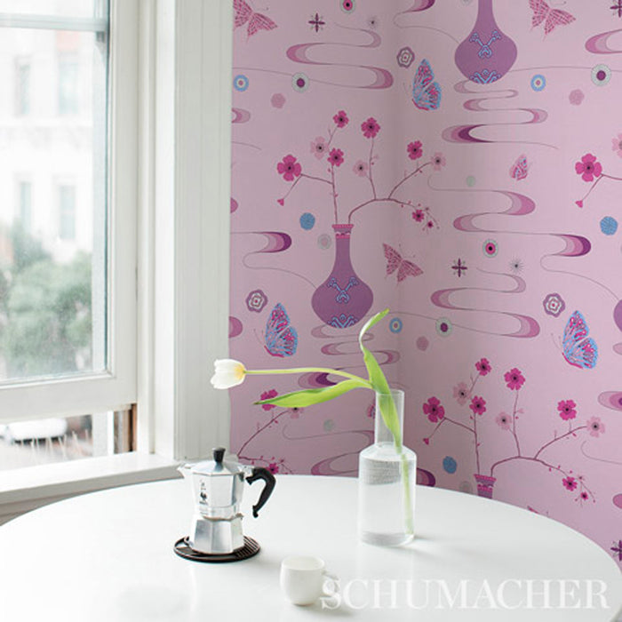 Schumacher Fantasia Peony Pink Wallpaper 5013592