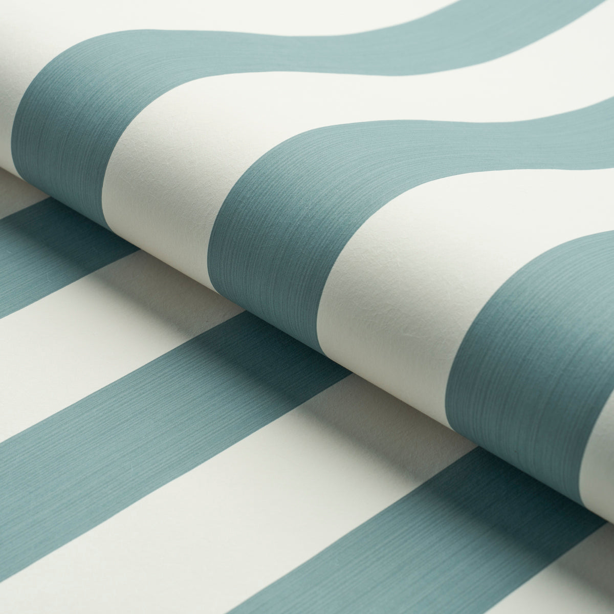 Schumacher Edwin Stripe Wide Teal Wallpaper 5013623