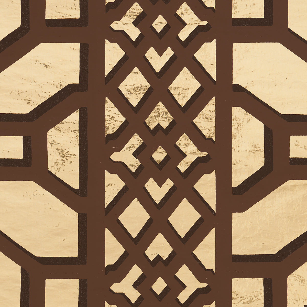 Schumacher Zanzibar Trellis Mylar Gold Mylar Wallpaper Sample 5013640