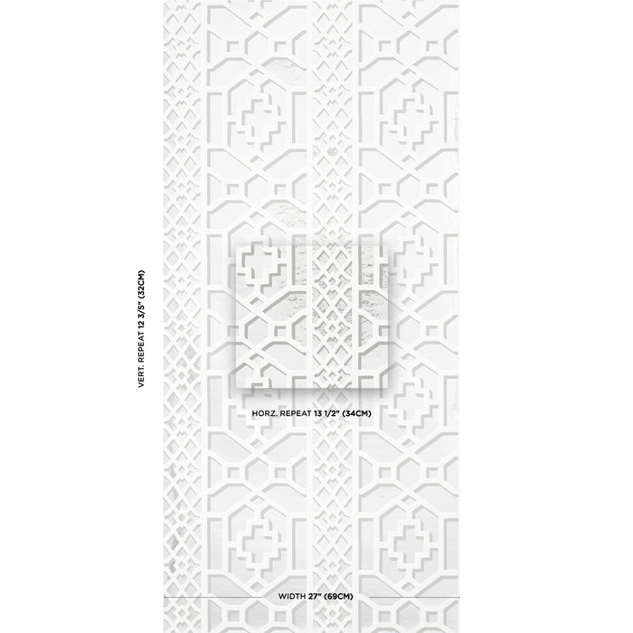 Schumacher Zanzibar Trellis Mylar Silver Mylar Wallpaper Sample 5013641