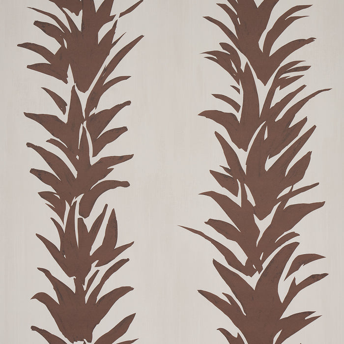 Schumacher White Lotus Cocoa Wallpaper Sample 5013665