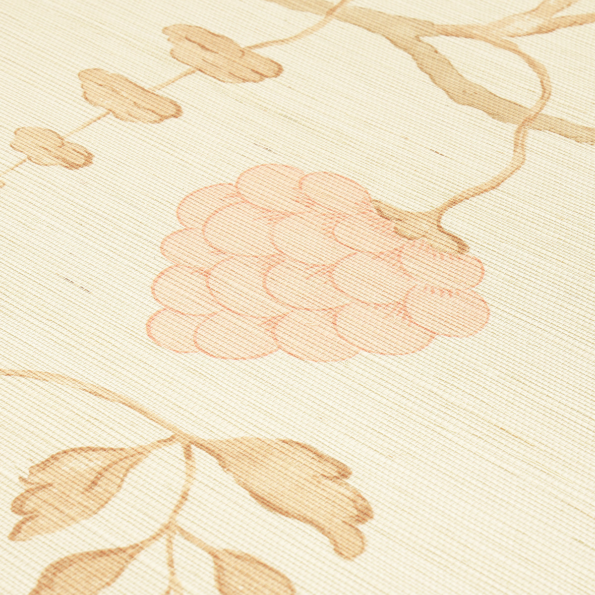 Schumacher Wisteria Sisal Amber & Rose Wallpaper 5013701