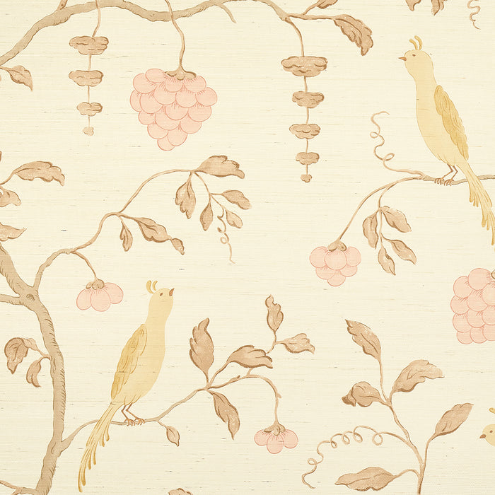 Schumacher Wisteria Sisal Amber & Rose Wallpaper 5013701