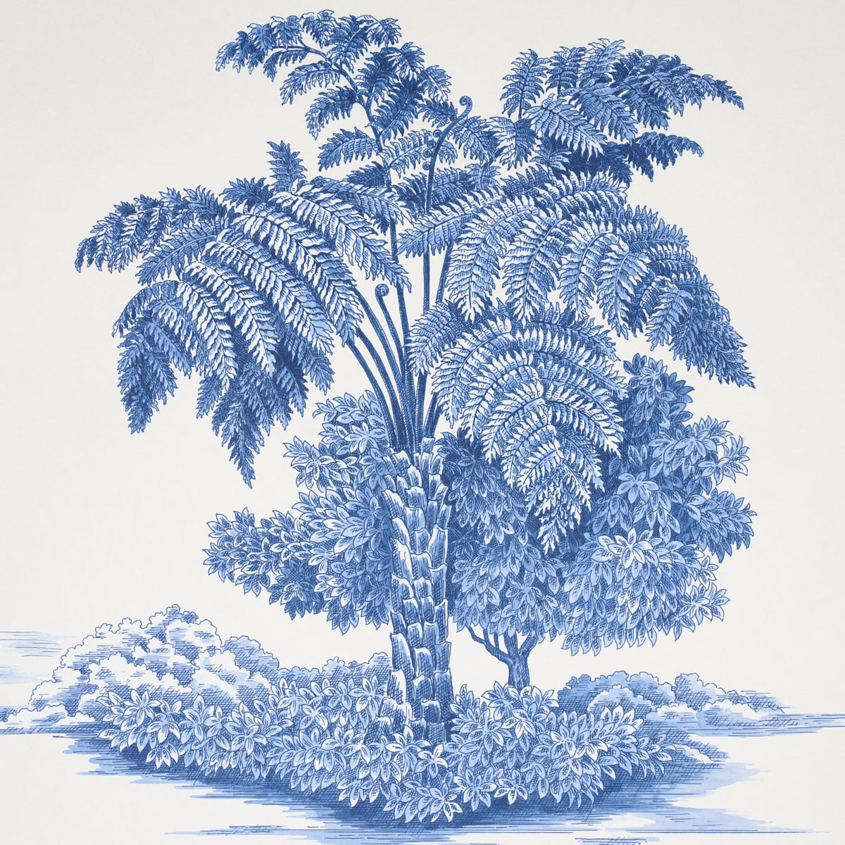 Schumacher Toussaint Toile Blue On Ivory Wallpaper 5013771