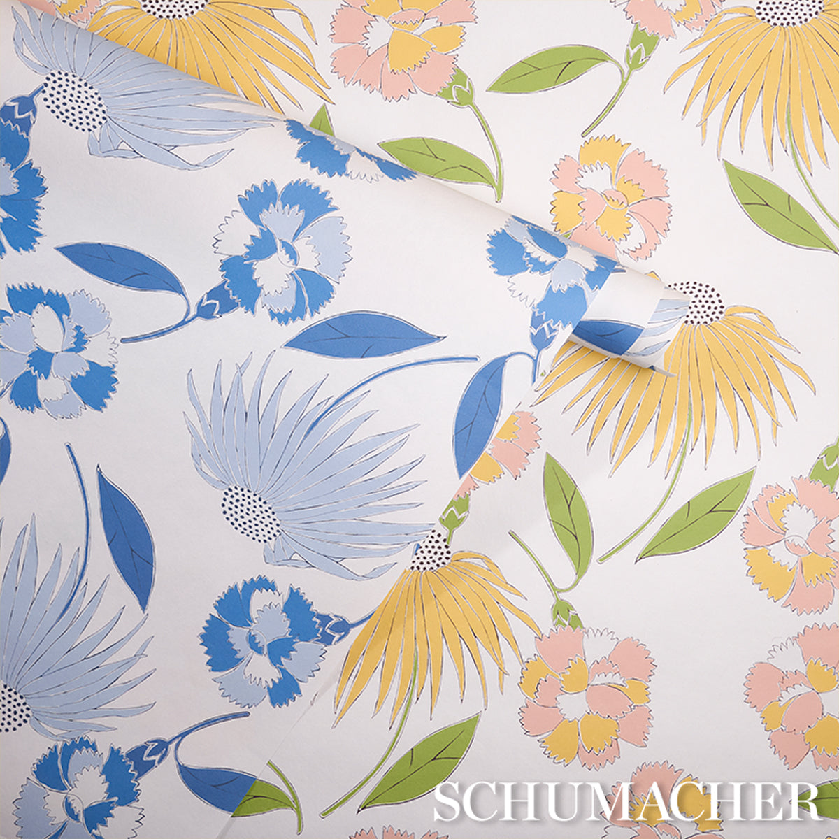 Schumacher Bouquet Toss Afternoon Blue Wallpaper 5013841