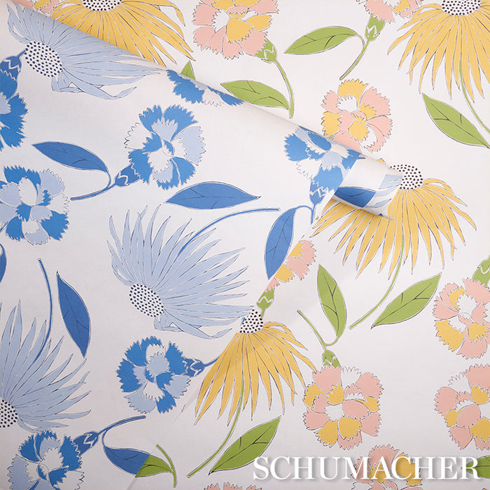 Schumacher Bouquet Toss Afternoon Blue Wallpaper 5013841