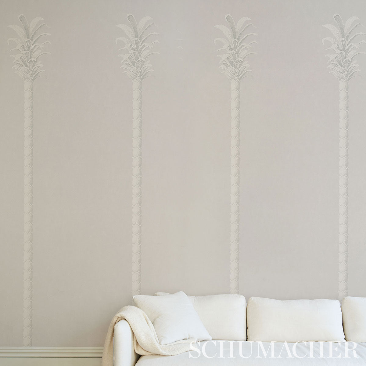 Schumacher Villa Palm Panel Grey Wallpaper 5013882