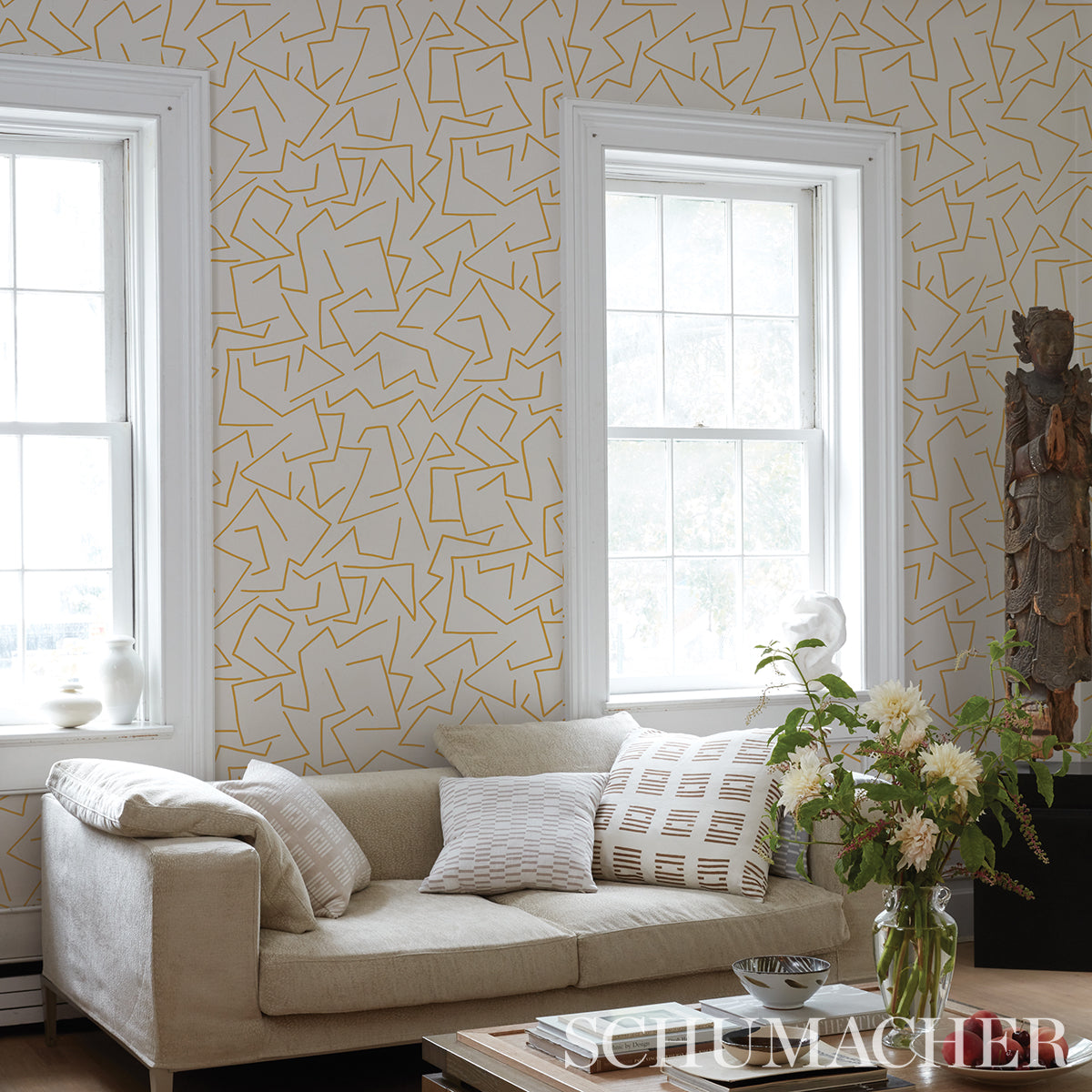 Schumacher Tangent Ochre Wallpaper 5014000