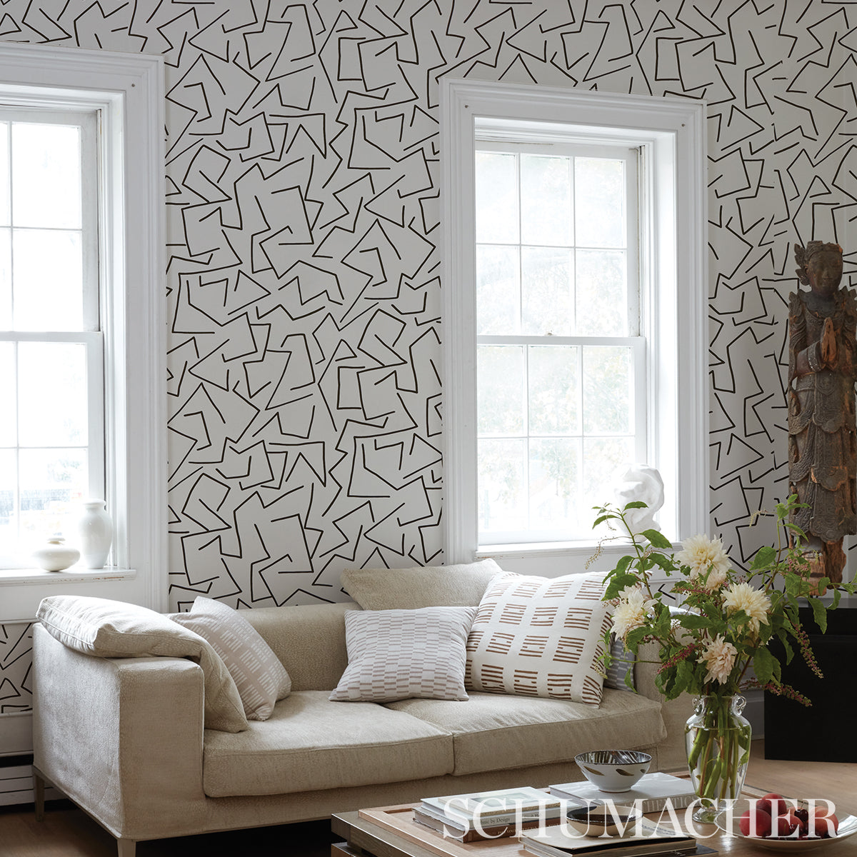 Schumacher Tangent Ivory Wallpaper 5014001