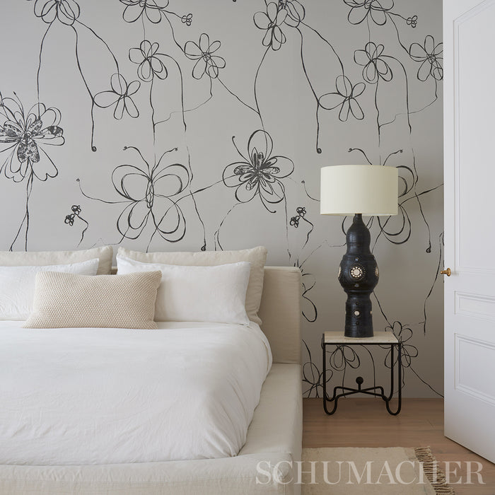 Schumacher Come Back As A Flower Soft Black Wallpaper 5014090