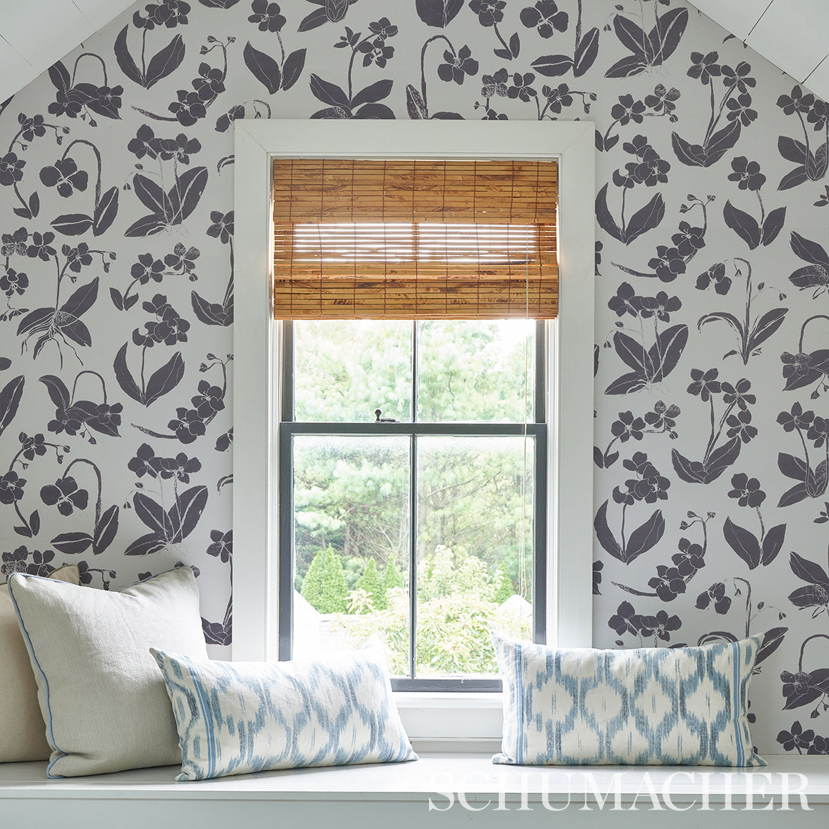 Schumacher Orchids Have Dreams Soft Black Wallpaper 5014100