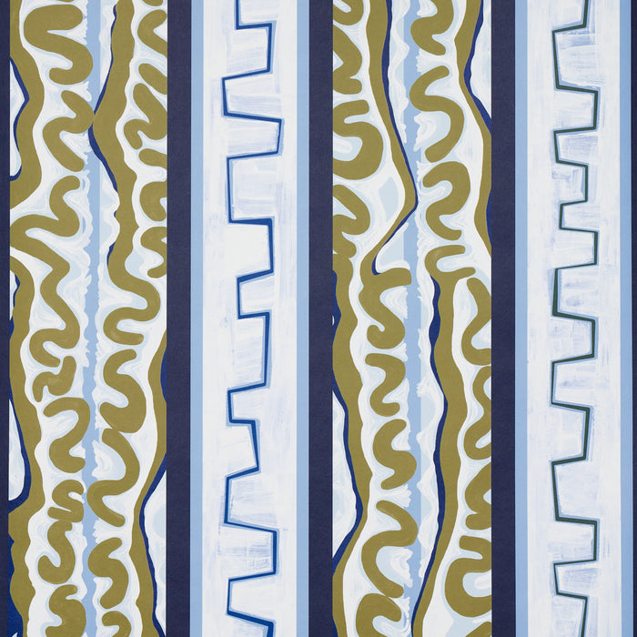 Schumacher Night At The Opera Deep Blue & Olive Wallpaper 5014180