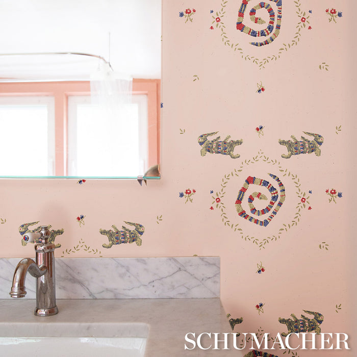 Schumacher Reptilia Muted Pink Wallpaper 5014192