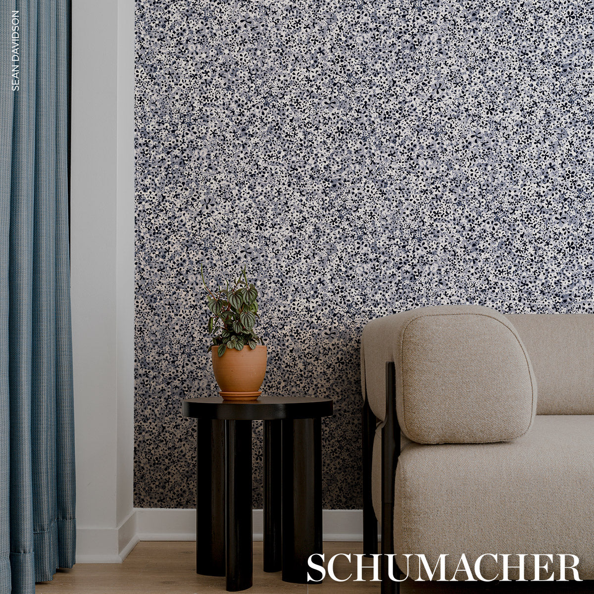 Schumacher Superbloom Deep Blue Wallpaper 5014201